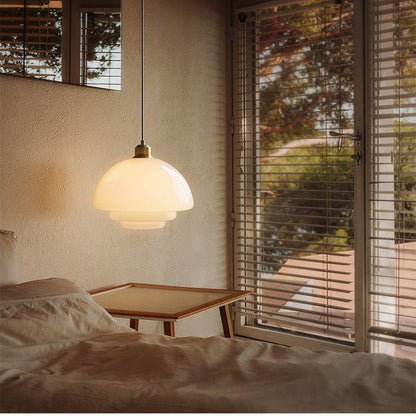 White Glass Pendant Light Modern Mid Century