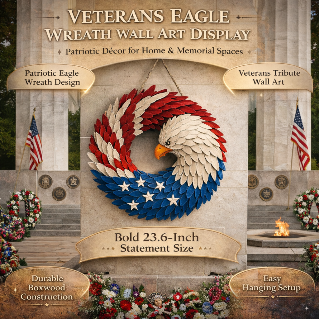 Wall Art Veterans Eagle Wreath Boxwood