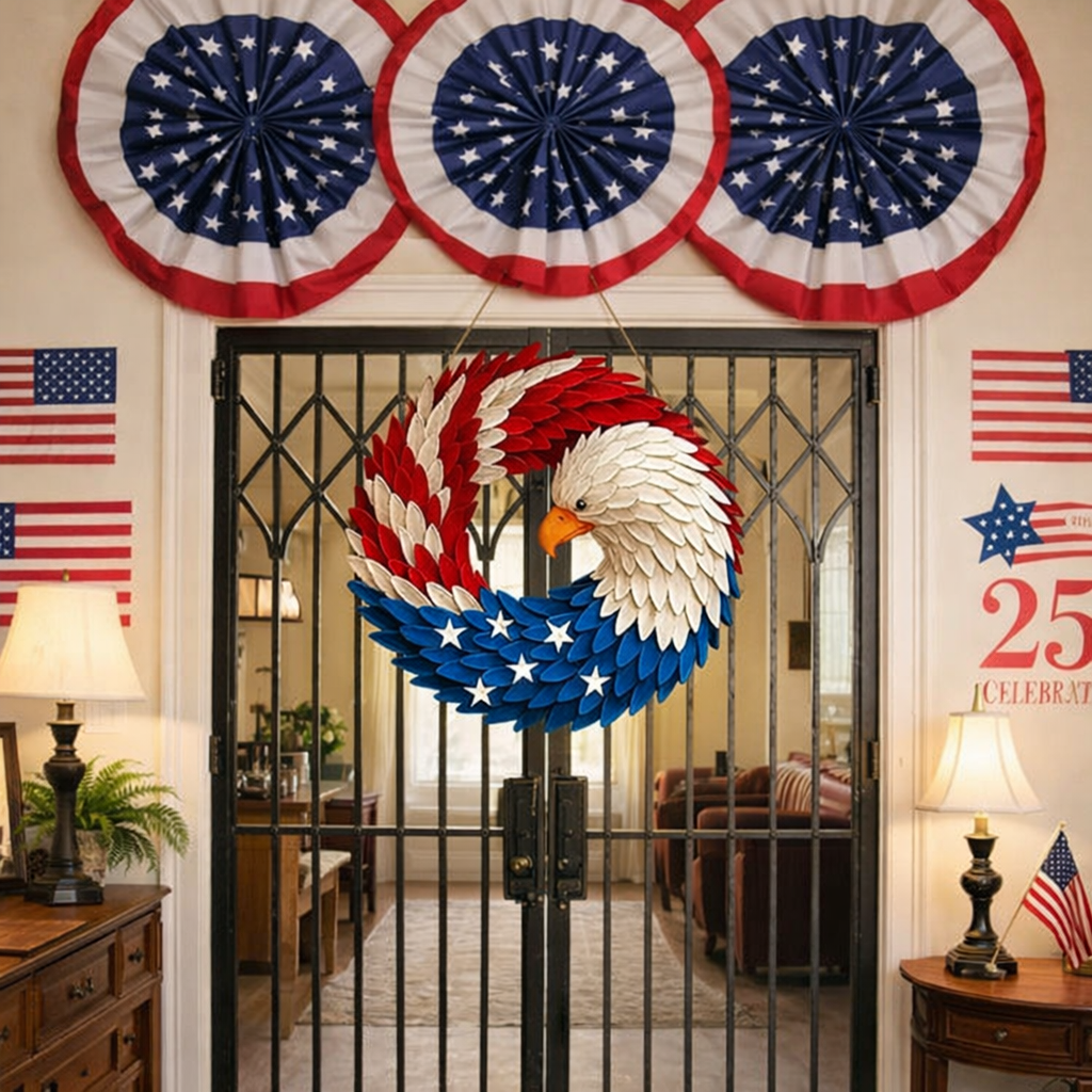 Wall Art Veterans Eagle Wreath Boxwood