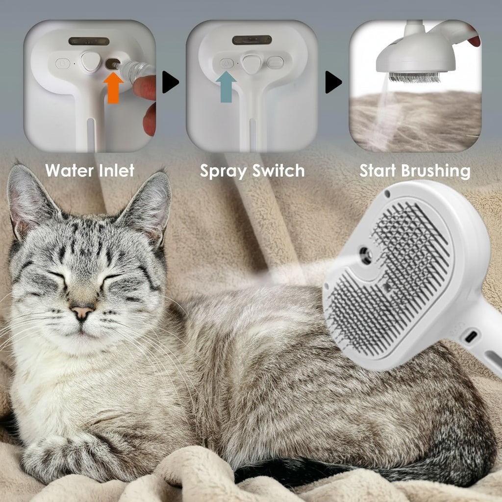 Pet Grooming Brush Self Cleaning Silicone