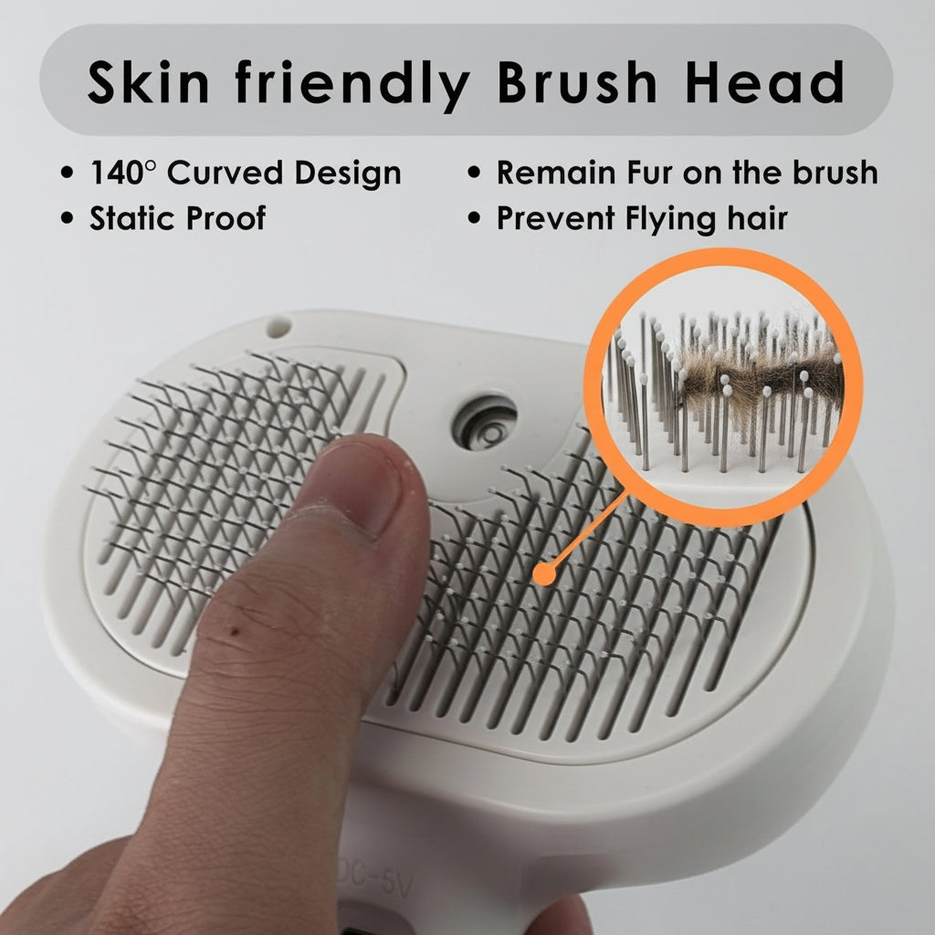 Pet Grooming Brush Self Cleaning Silicone