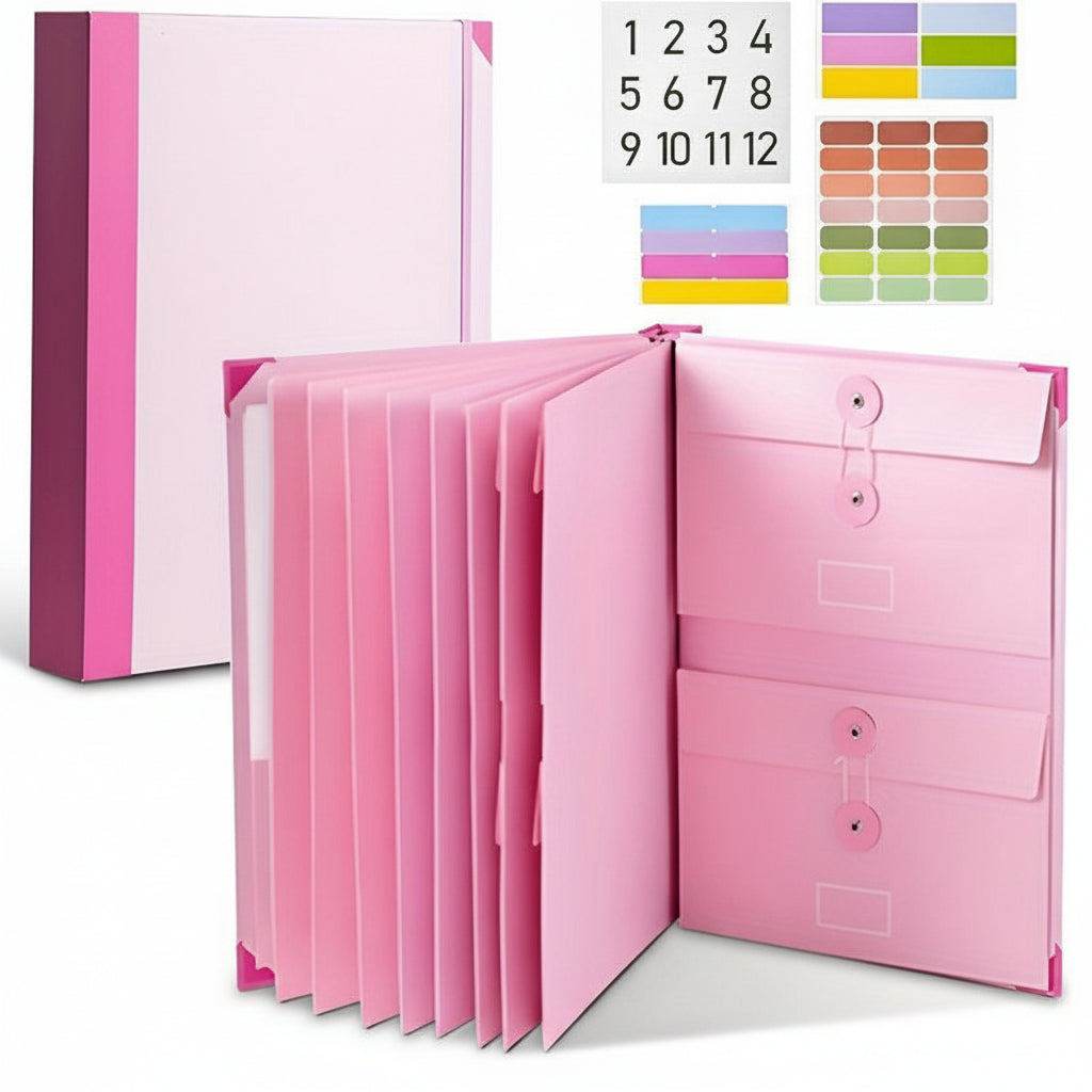 Binder Organizer Pink Document Folder Kit