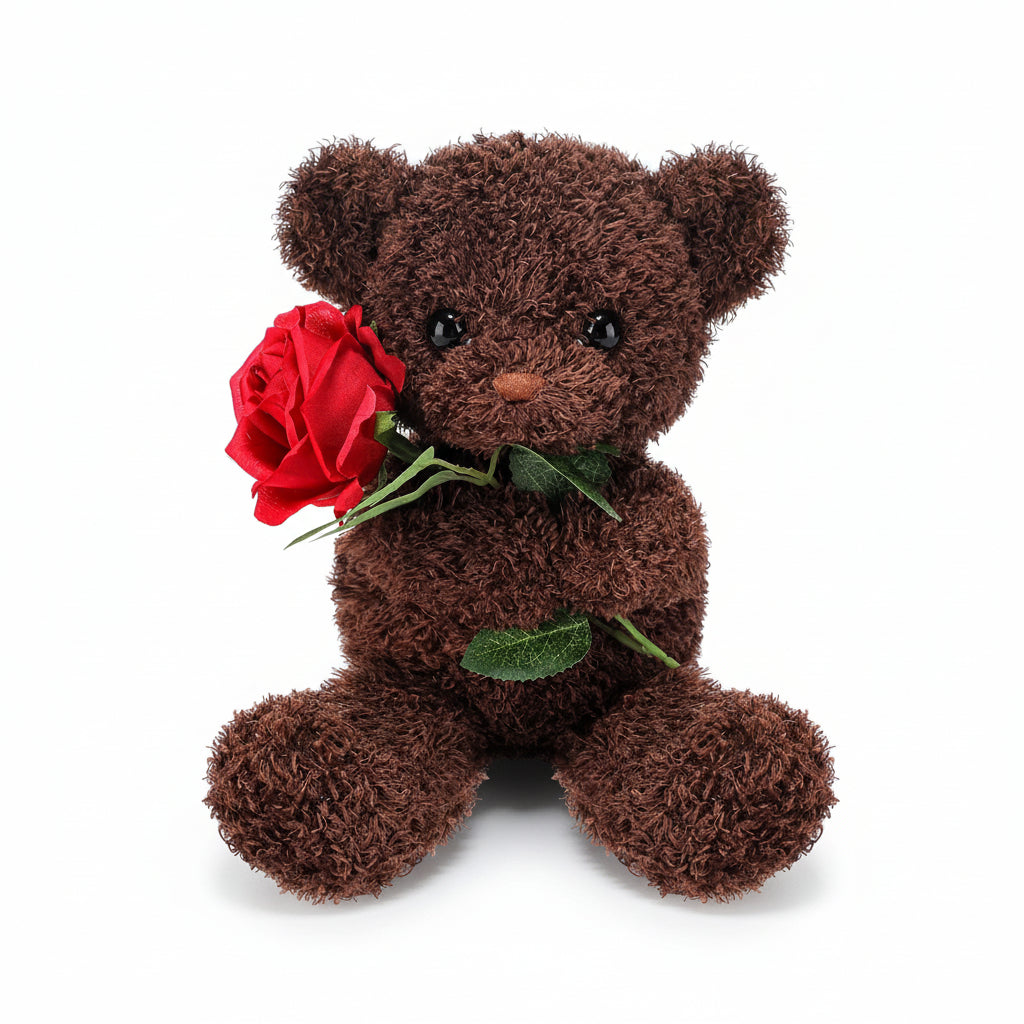Plush Toy Valentine Bear Soft Rose Holding