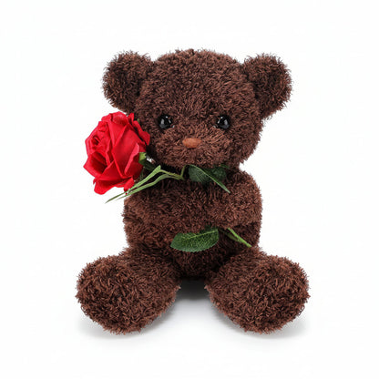 Plush Toy Valentine Bear Soft Rose Holding