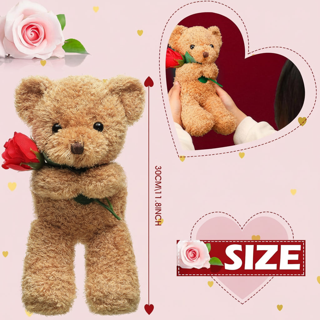 Plush Toy Valentine Bear Soft Rose Holding