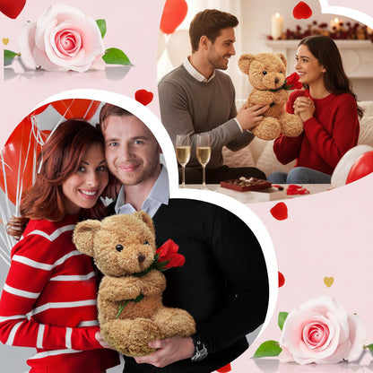 Plush Toy Valentine Bear Soft Rose Holding