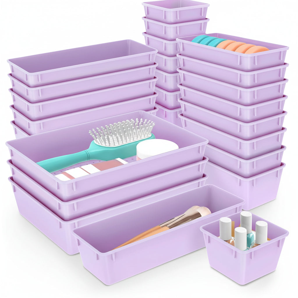 Drawer Organizer Plastic Storage Trays Set