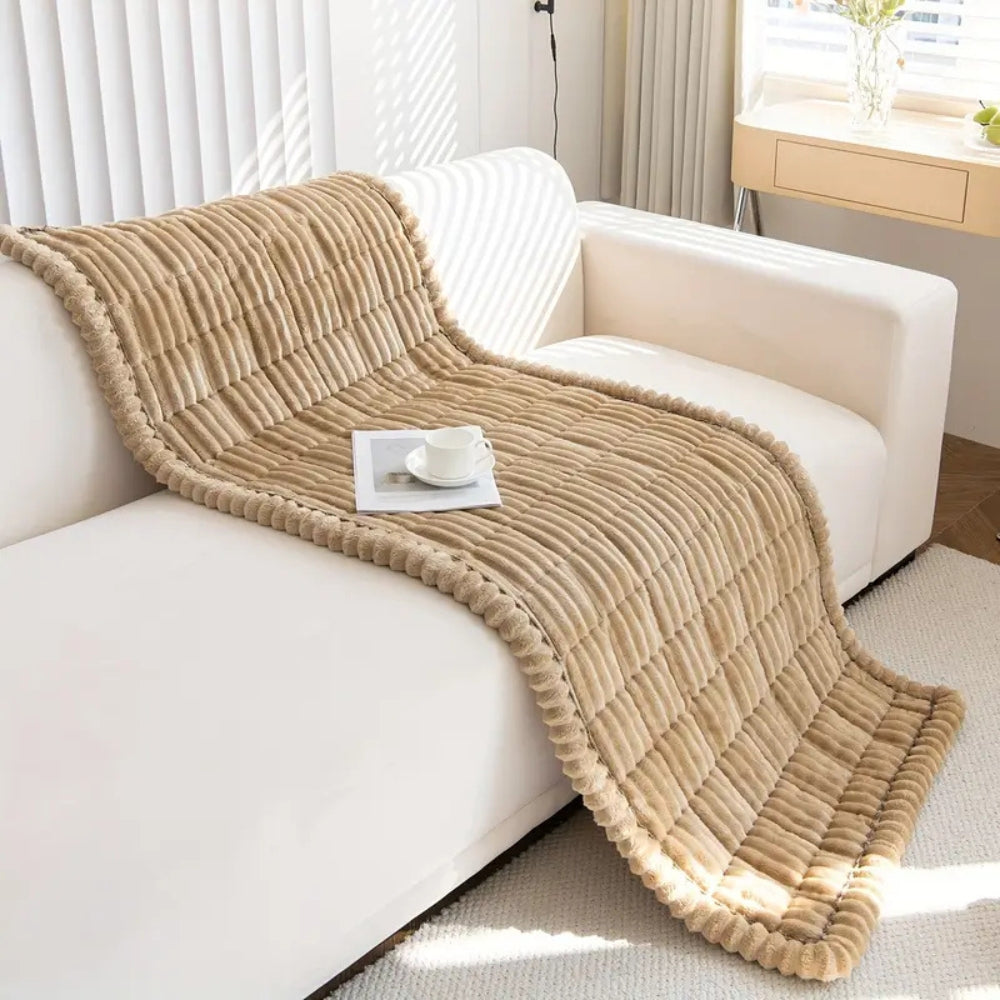 Plush Couch Cover Pleated Edges Sofa