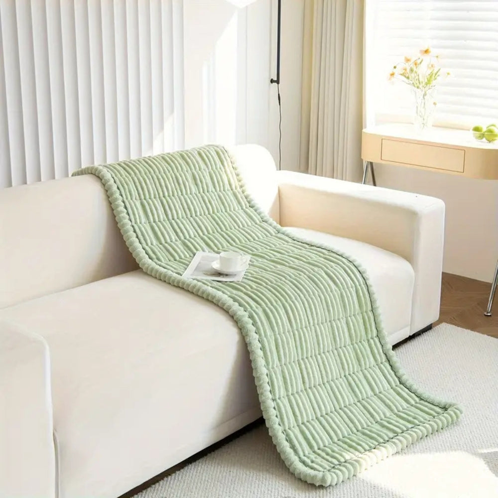 Plush Couch Cover Pleated Edges Sofa