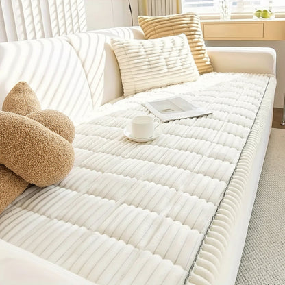Plush Couch Cover Pleated Edges Sofa