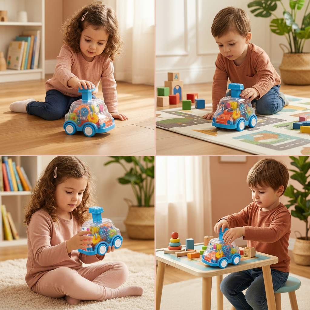 Gear Mechanism Push Go Toy Cars Kids