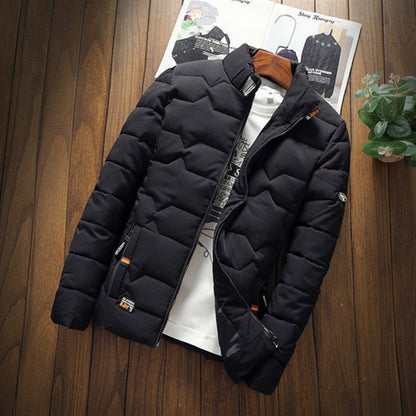 Mens Jacket Quilted Zipper Pocket Casual