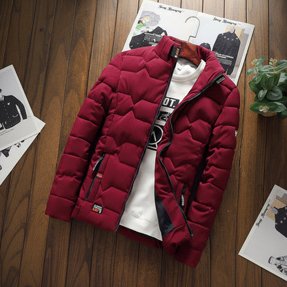 Mens Jacket Quilted Zipper Pocket Casual