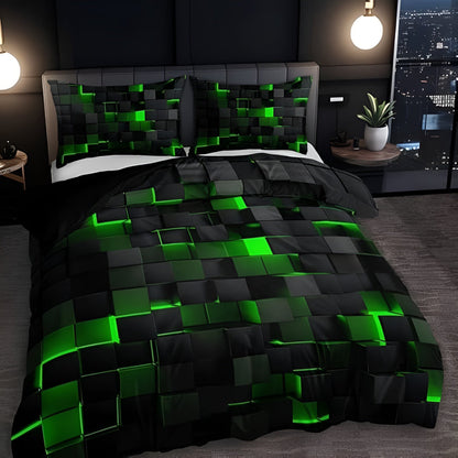 Neon 3D Grid Quilt Cover Set Modern