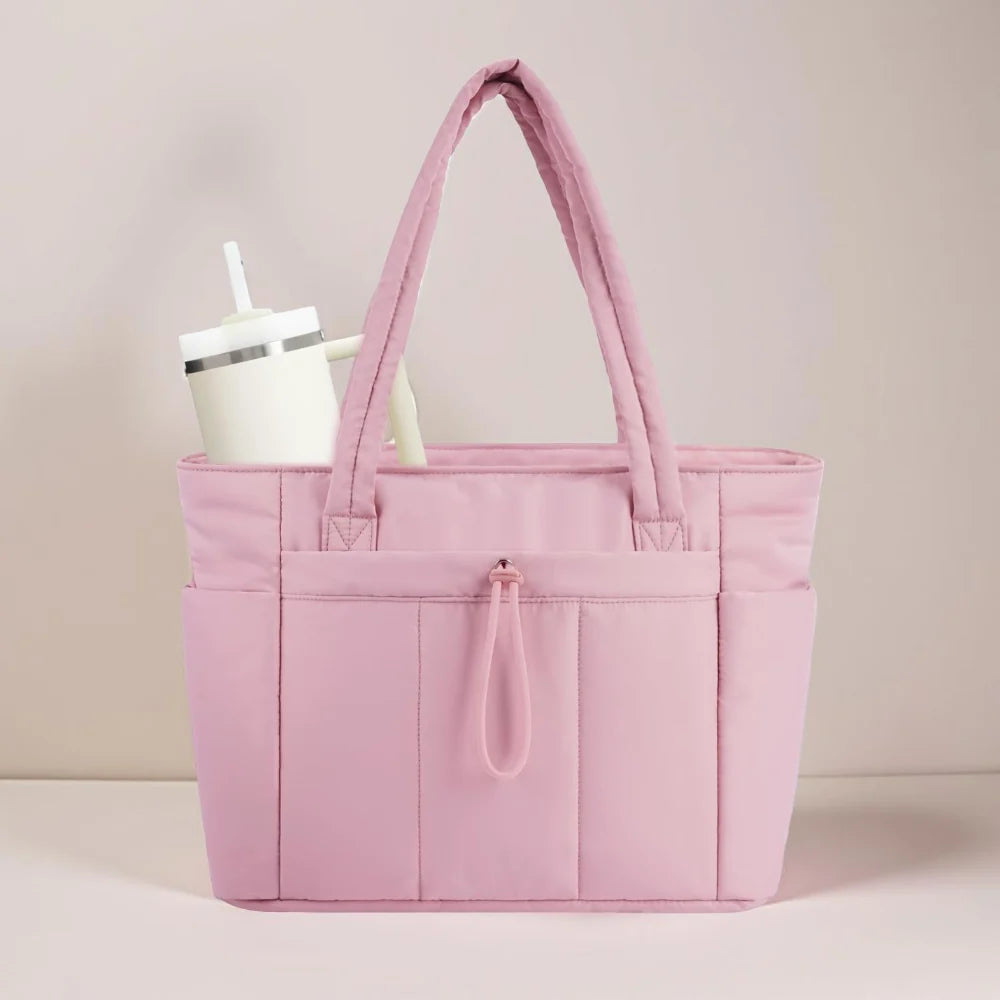Womens Tote Bag Quilted Puffer Laptop Sleeve