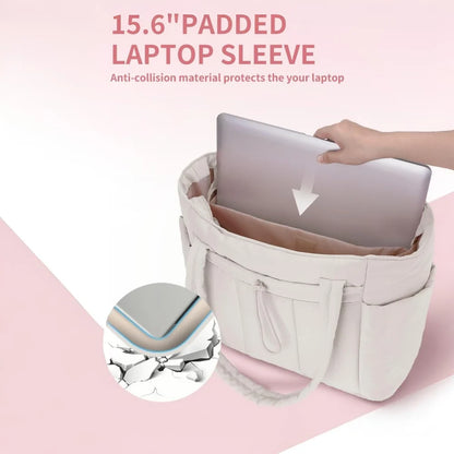 Womens Tote Bag Quilted Puffer Laptop Sleeve