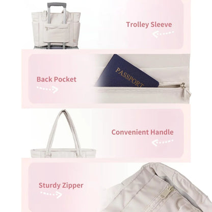 Womens Tote Bag Quilted Puffer Laptop Sleeve