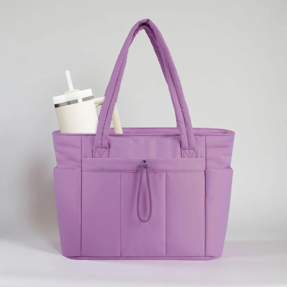 Womens Tote Bag Quilted Puffer Laptop Sleeve