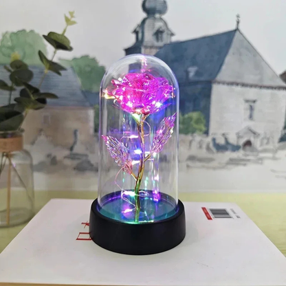 Table Lamp LED Rose Glass Dome Romantic