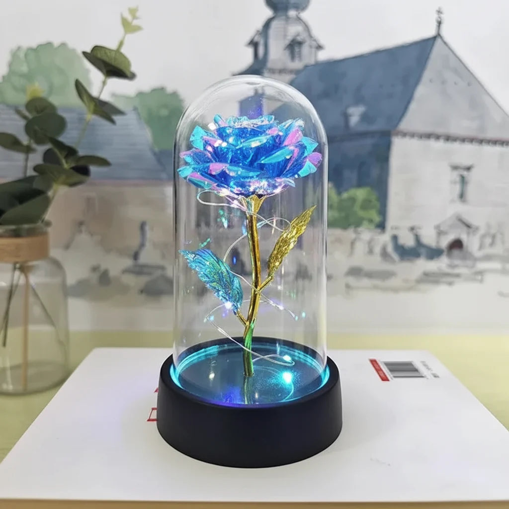 Table Lamp LED Rose Glass Dome Romantic