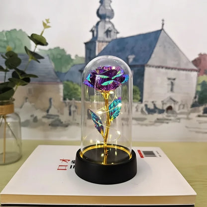 Table Lamp LED Rose Glass Dome Romantic