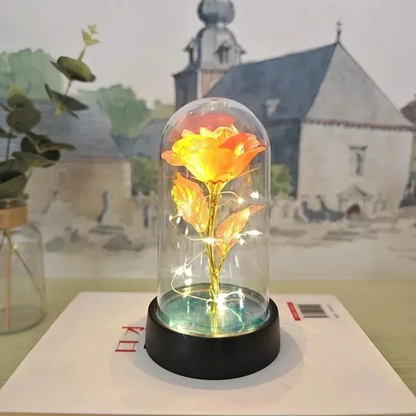 Table Lamp LED Rose Glass Dome Romantic