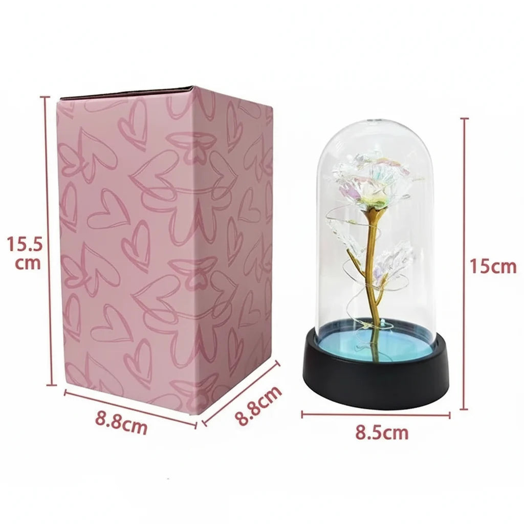 Table Lamp LED Rose Glass Dome Romantic