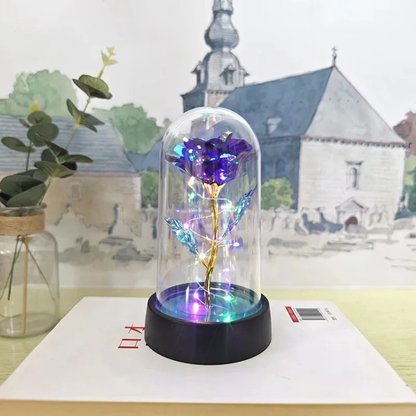 Table Lamp LED Rose Glass Dome Romantic