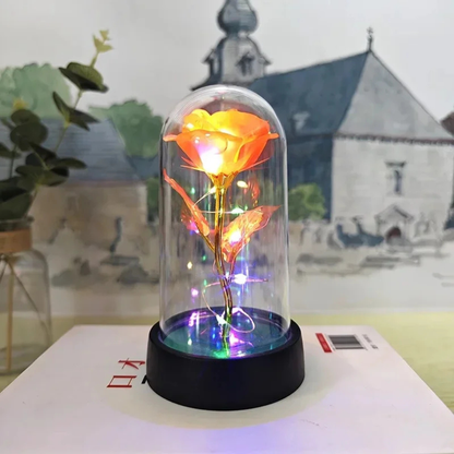 Table Lamp LED Rose Glass Dome Romantic