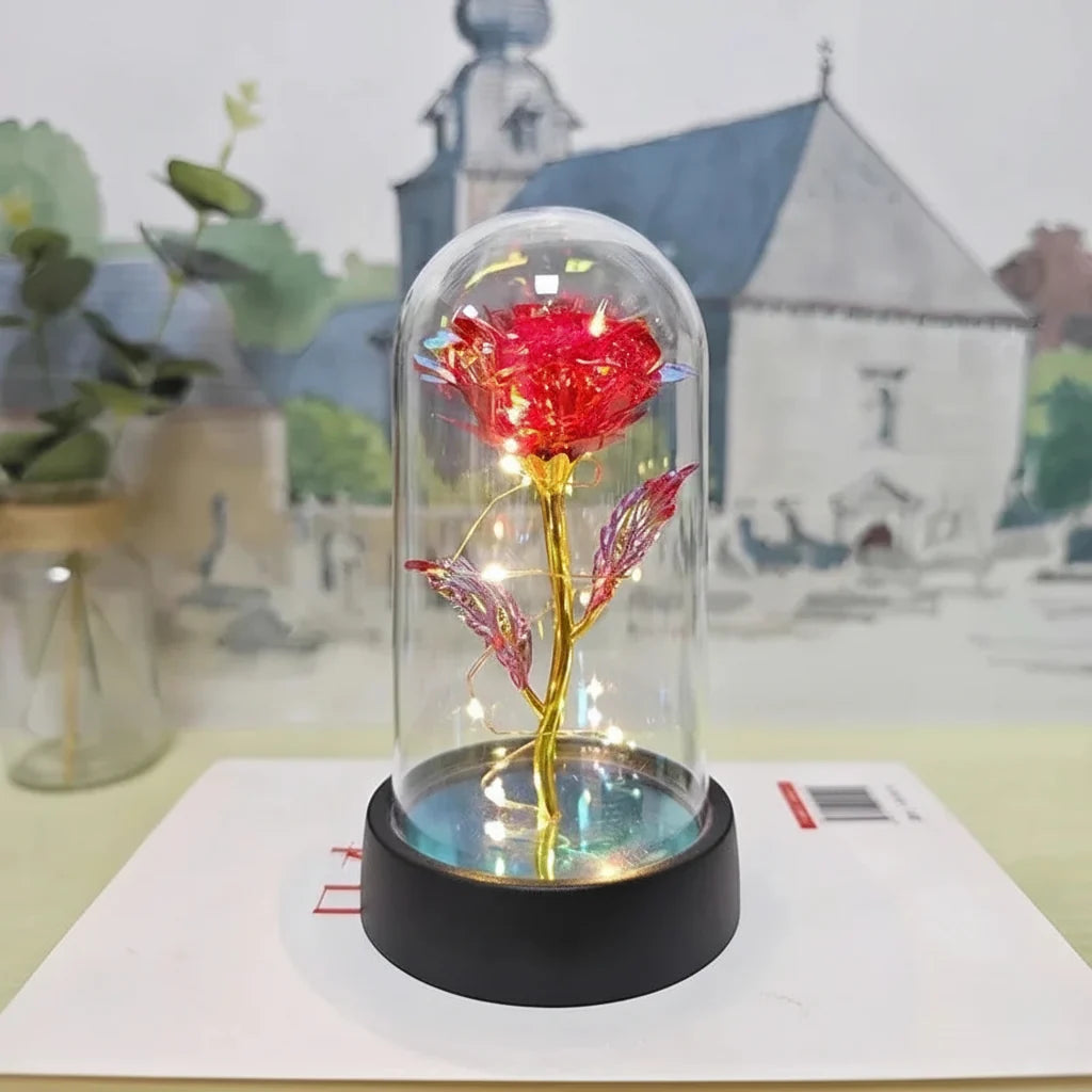 Table Lamp LED Rose Glass Dome Romantic