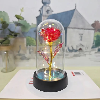 Table Lamp LED Rose Glass Dome Romantic