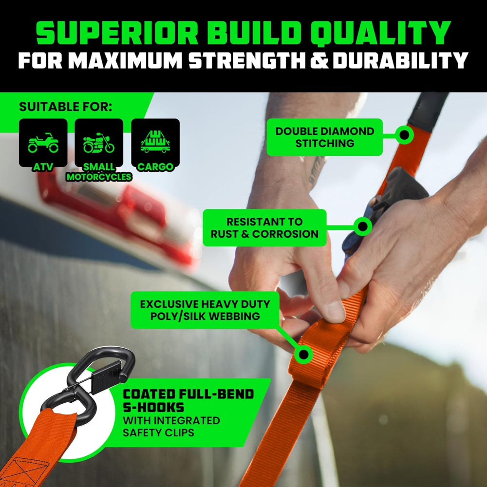 Ratchet Straps Cargo Retractable Tie Down