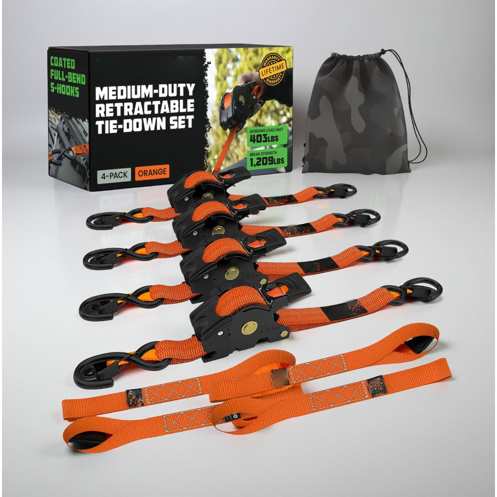 Ratchet Straps Cargo Retractable Tie Down