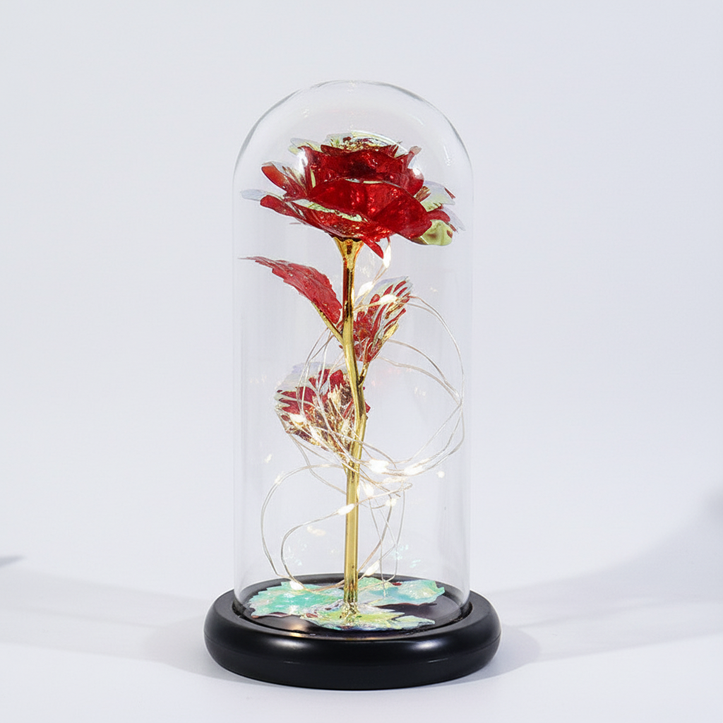 Mothers Day Rose Figure Display Glass Dome
