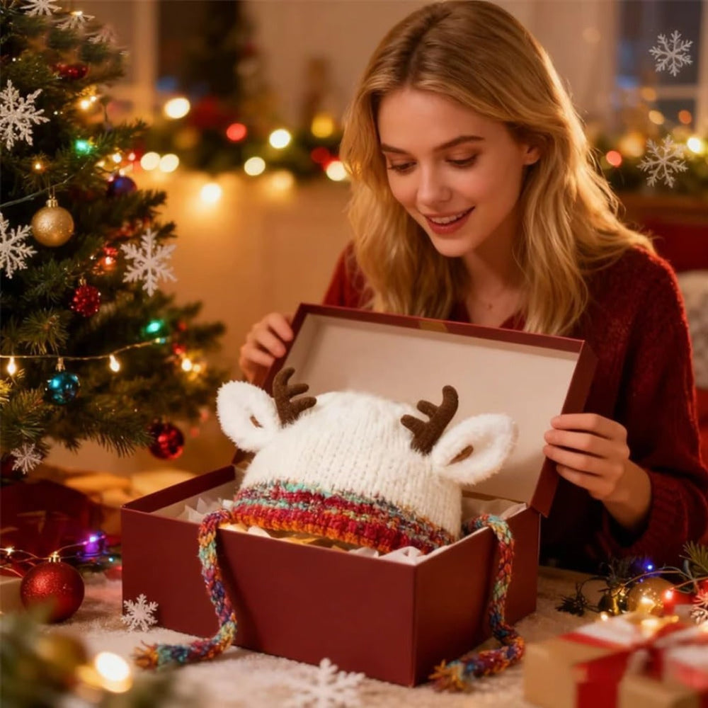 Women Knit Reindeer Animal Ear Flap Winter
