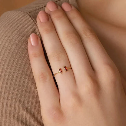 Ring Birthstone Adjustable Gold Cubic