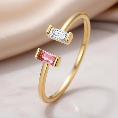 Ring Birthstone Adjustable Gold Cubic