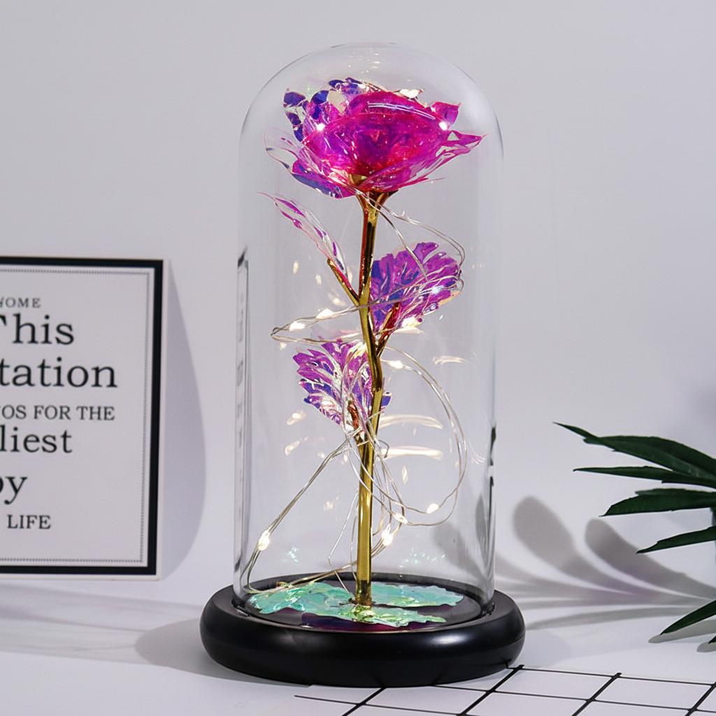 Mothers Day Rose Figure Display Glass Dome