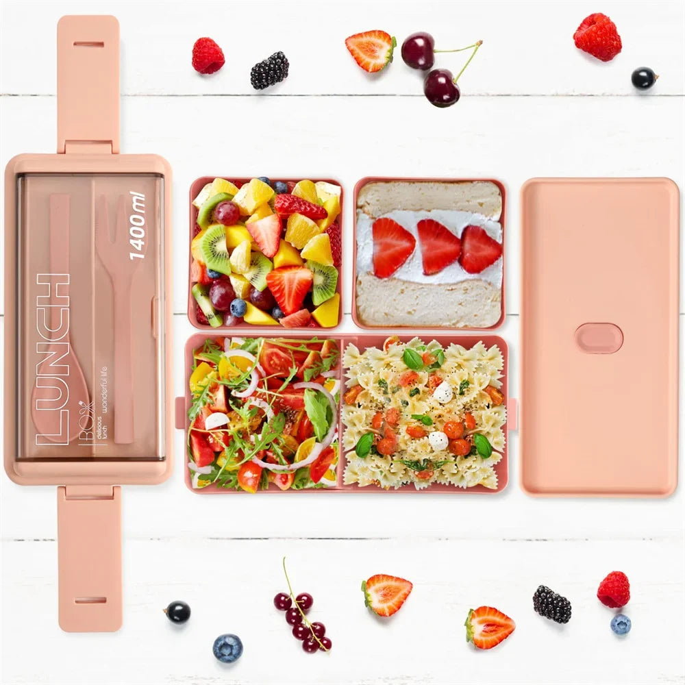 1400ML Double Layer Bento Box Portable Lunch