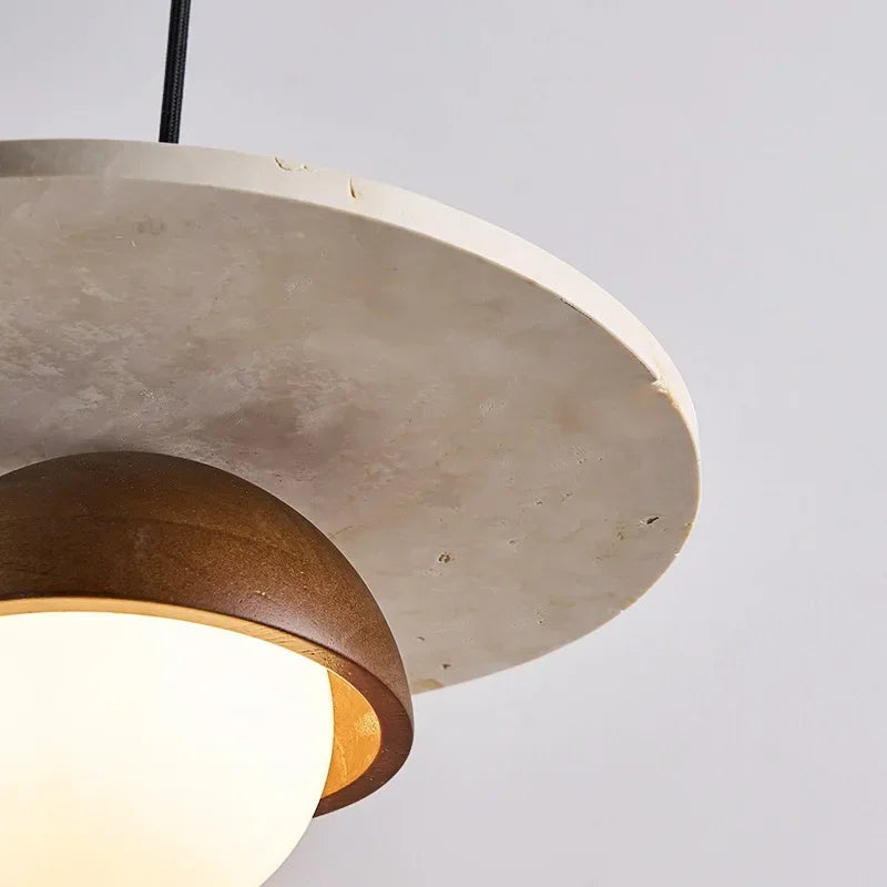 Denmark Pendant Light Walnut & Stone LED