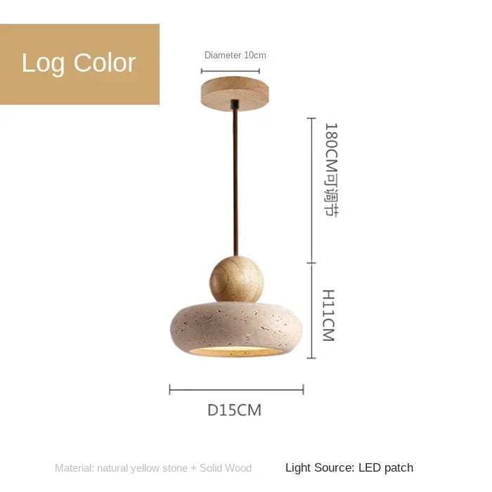 Natural Stone & Wood Pendant Light Vintage