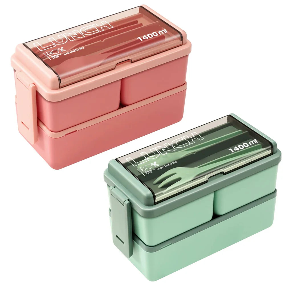 1400ML Double Layer Bento Box Portable Lunch