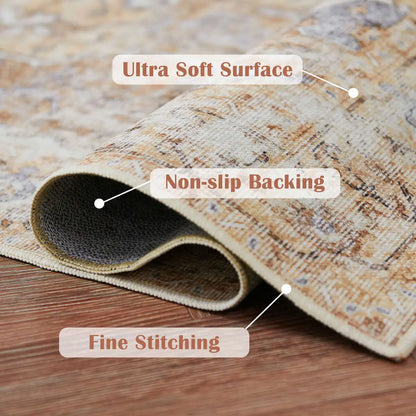 Heritage Medallion Rug Foldable Non Slip