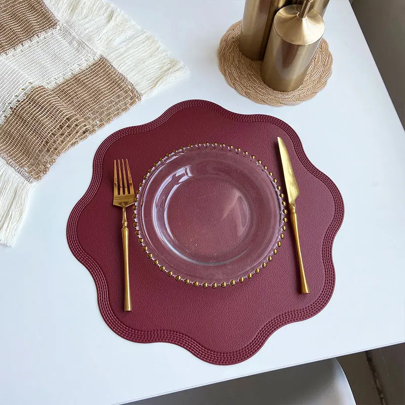 Floramat Luxury Round Faux Leather Placemats