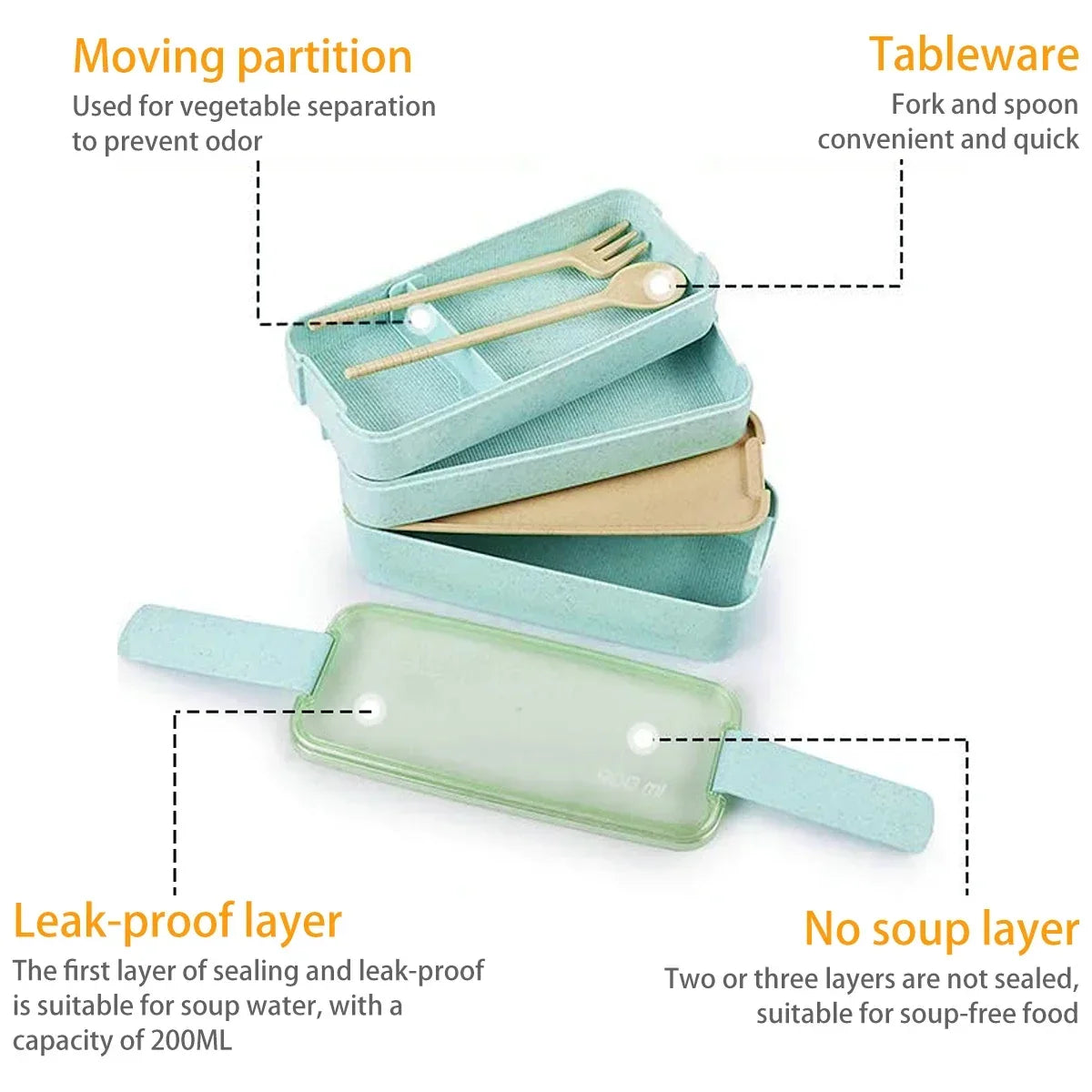 Ecostack 3 Tier Bento Lunch Box Wheat