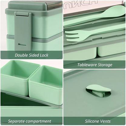1400ML Double Layer Bento Box Portable Lunch