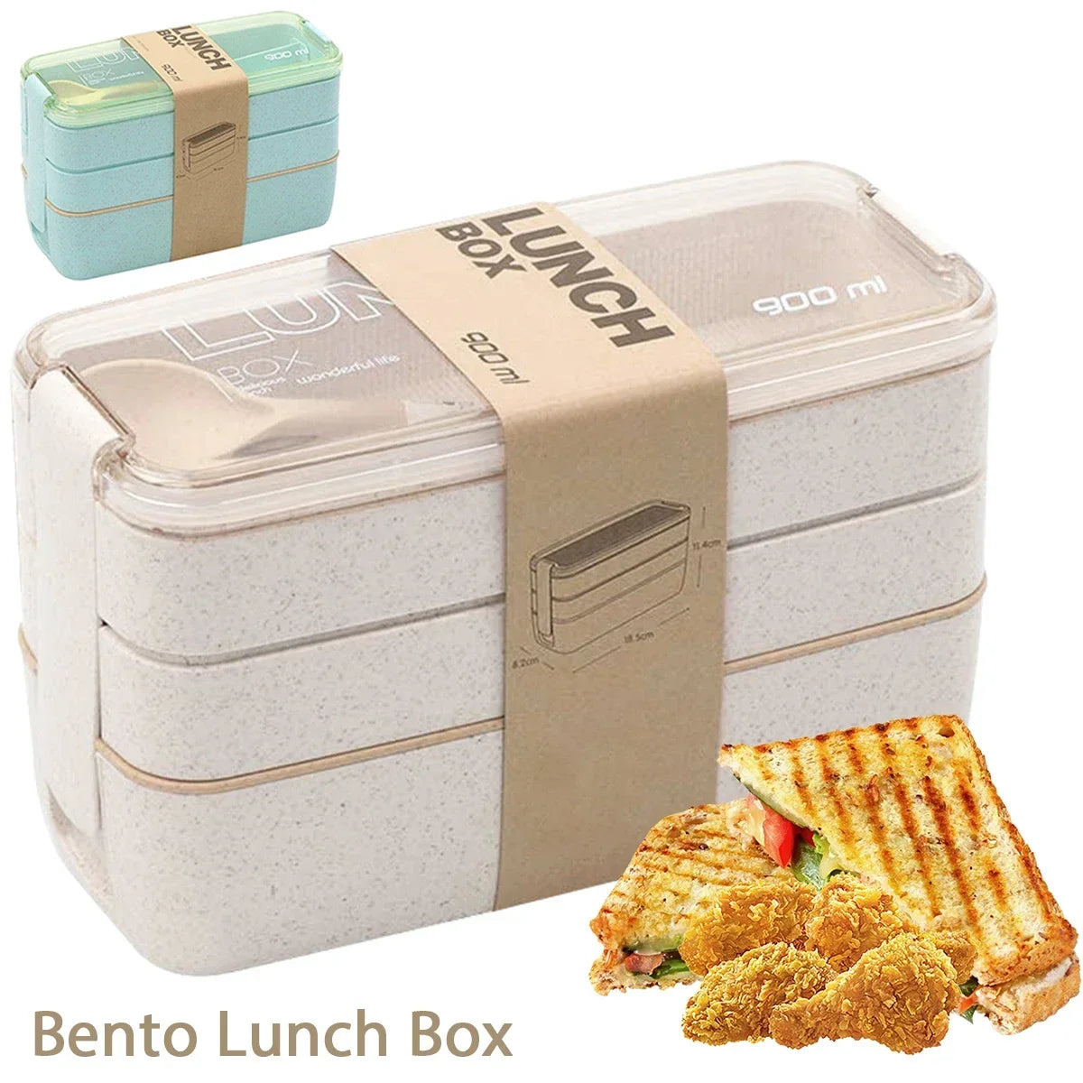 Ecostack 3 Tier Bento Lunch Box Wheat