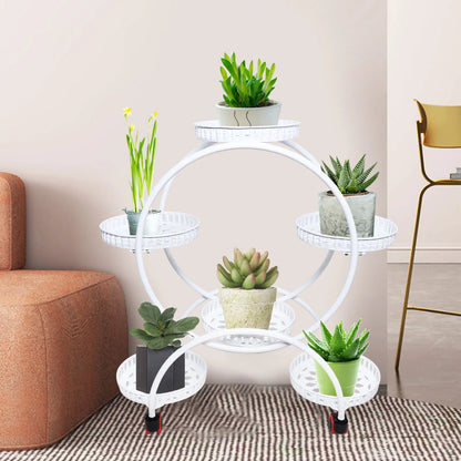 Metal Plant Stand With Wheels 6 Tier