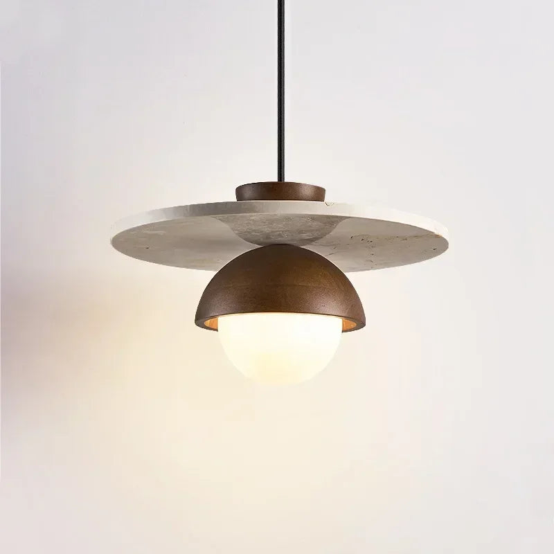 Denmark Pendant Light Walnut & Stone LED