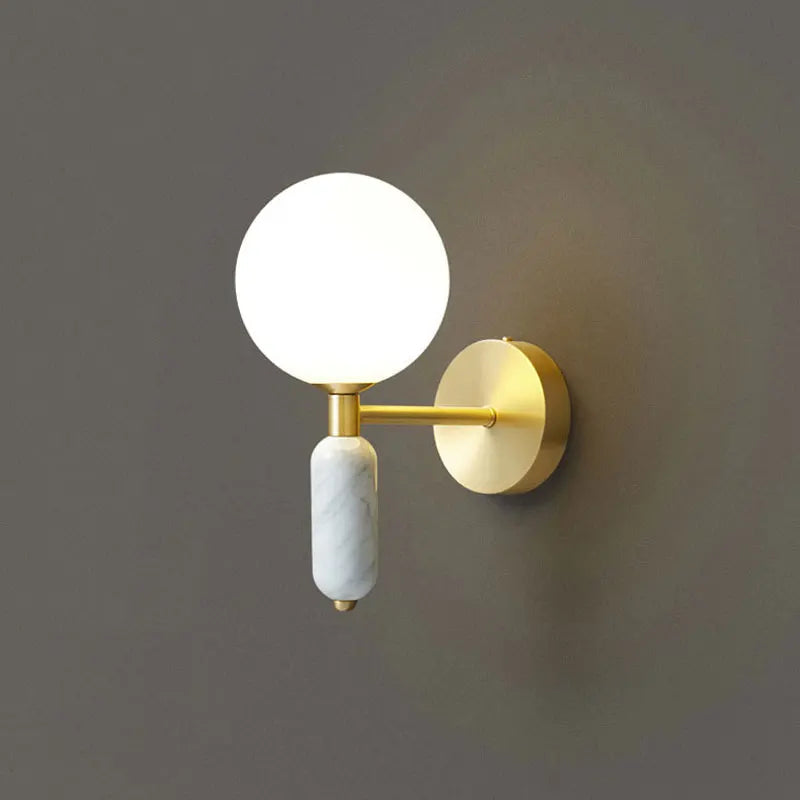 Marble & Glass Wall Lamp Gold Finish